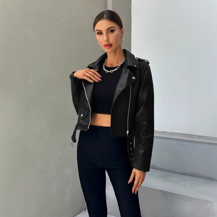 Damer cropped Bikerjacka Mirla-Eva Jonsson
