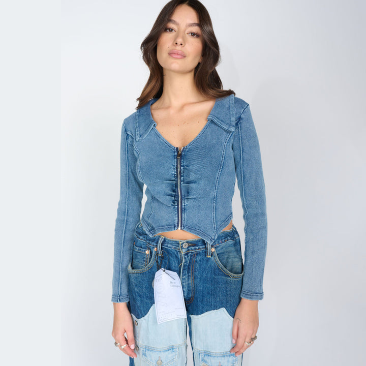 Damer cropped Denim-blazer Mirla-Eva Jonsson