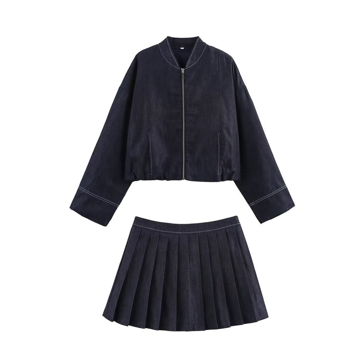 Damer cropped Denim-jacka i avslappnad blouson-stil med dragkedja Mirla-Eva Jonsson