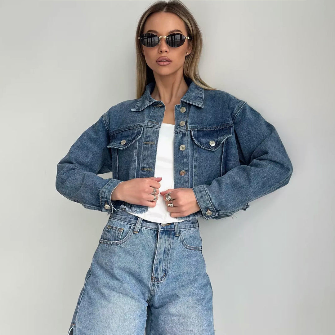 Damer cropped Denimjacka Mirla-Eva Jonsson