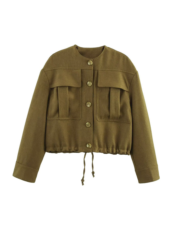 Damer cropped Utility-jacka med praktiska fickor och snörning Mirla-Eva Jonsson
