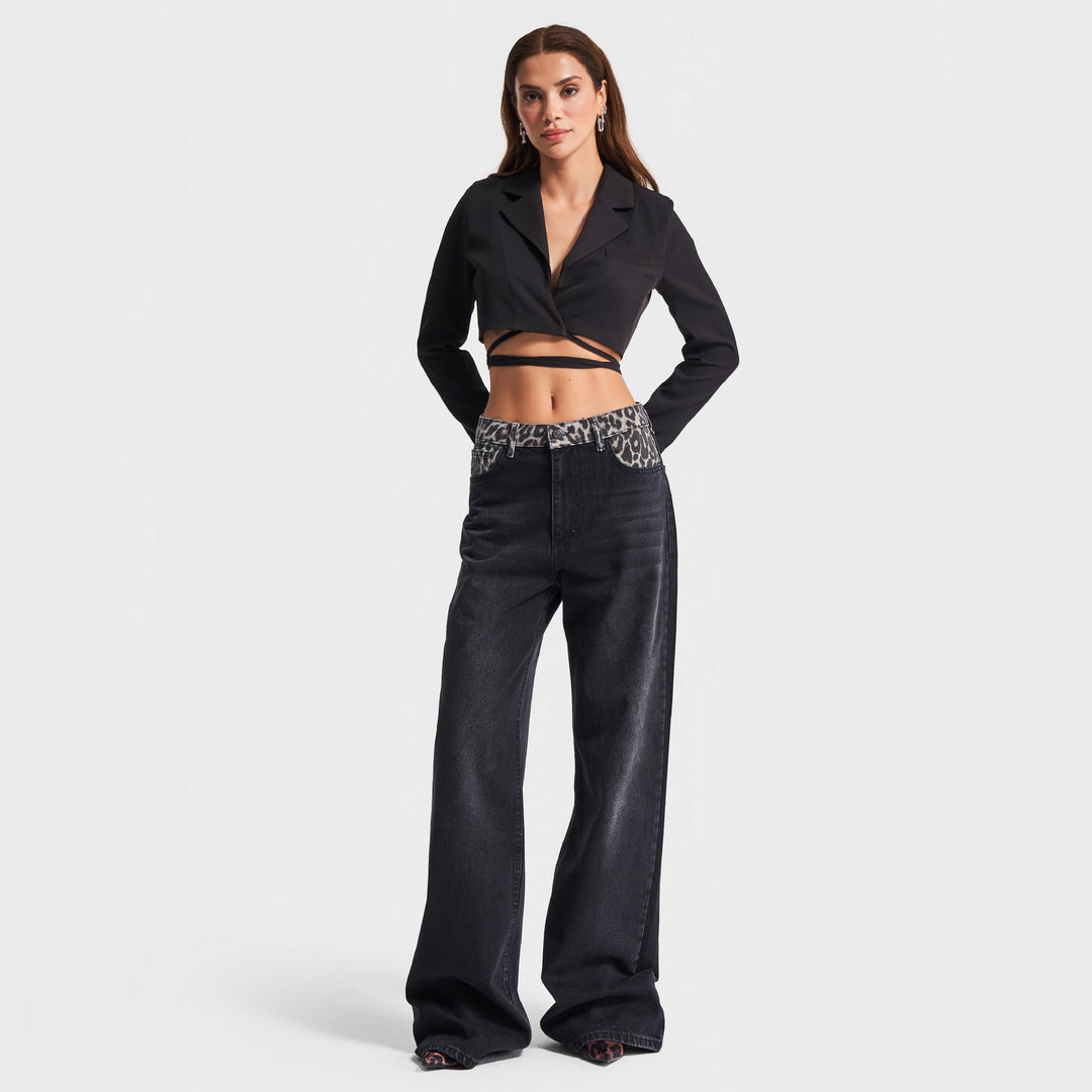 Damer cropped blazer med kreativt bindningsdesign Mirla-Eva Jonsson
