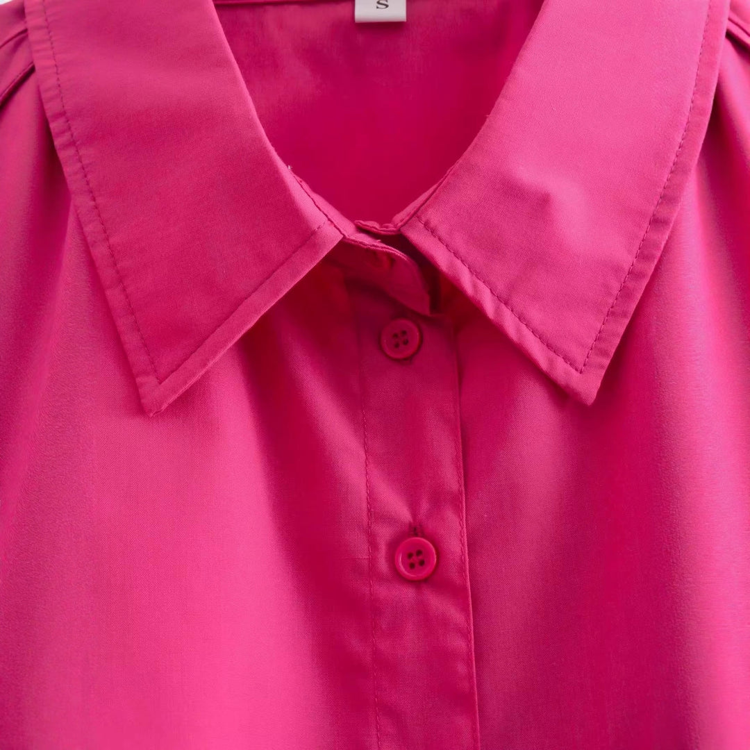 Damer cropped blus med modern krage och bröstficka Mirla-Eva Jonsson