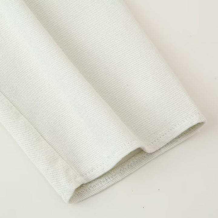 Damer cropped denimjacka med kontrasterande fickor och fransig fåll Mirla-Eva Jonsson