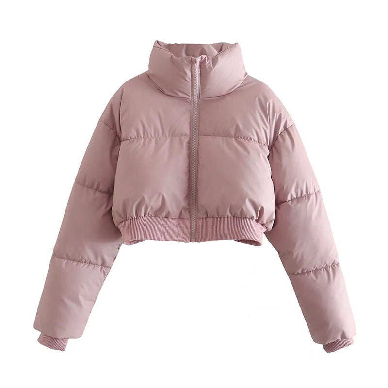 Damer cropped dunjacka med hög krage och elastisk midja Mirla-Eva Jonsson