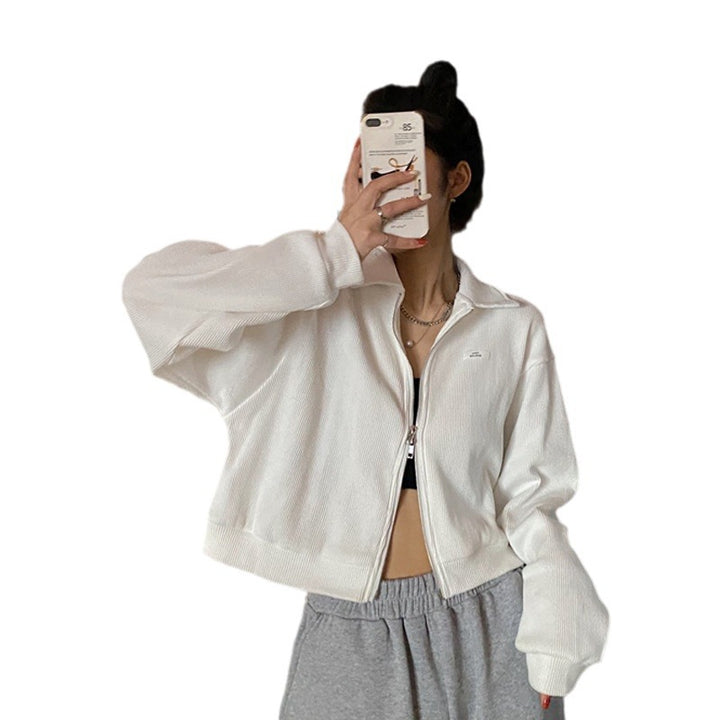 Damer cropped fleecejacka med modern dragkedja och avslappnade ärmar-Eva Jonsson