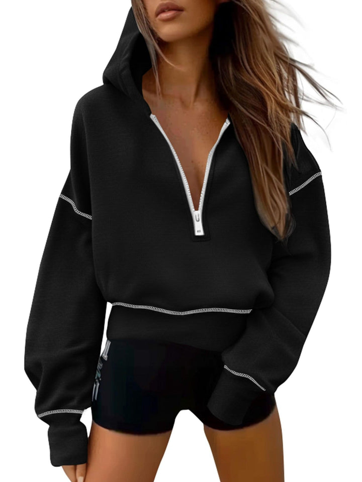 Damer cropped hooded sweatshirt med funktionell dragkedja och avslappnad passform Mirla-Eva Jonsson