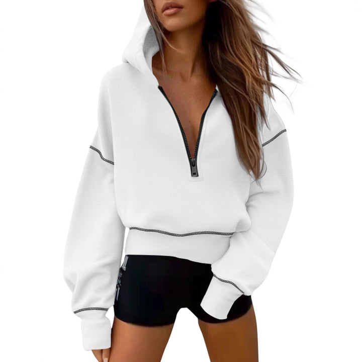 Damer cropped hooded sweatshirt med funktionell dragkedja och avslappnad passform Mirla-Eva Jonsson
