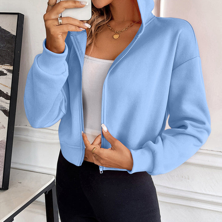 Damer cropped hoodie med blixtlås och sportig design Eva Jonsson-Eva Jonsson