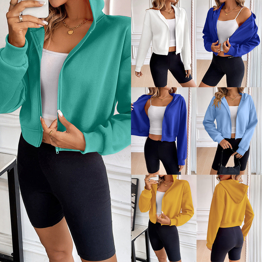 Damer cropped hoodie med blixtlås och sportig design Eva Jonsson-Eva Jonsson