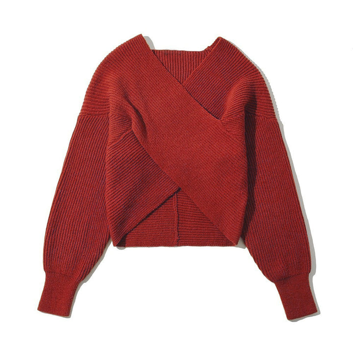 Damer cropped invecklad pullover i strukturerat material Eva Jonsson-Eva Jonsson