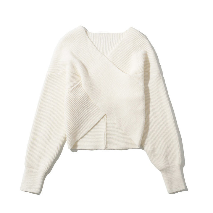 Damer cropped invecklad pullover i strukturerat material Eva Jonsson-Eva Jonsson