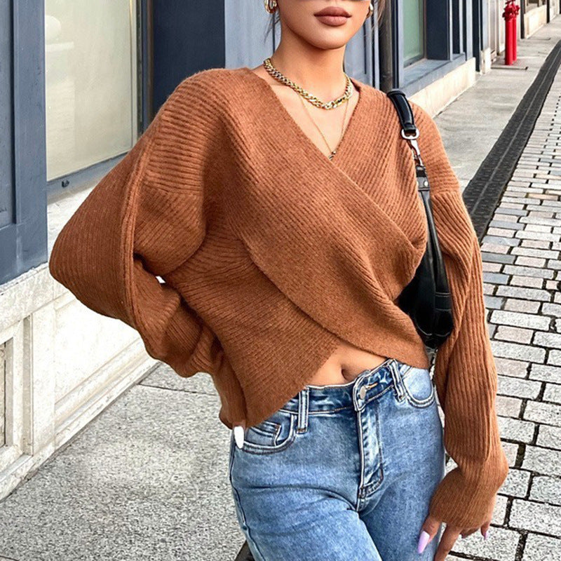 Damer cropped invecklad pullover i strukturerat material Eva Jonsson-Eva Jonsson
