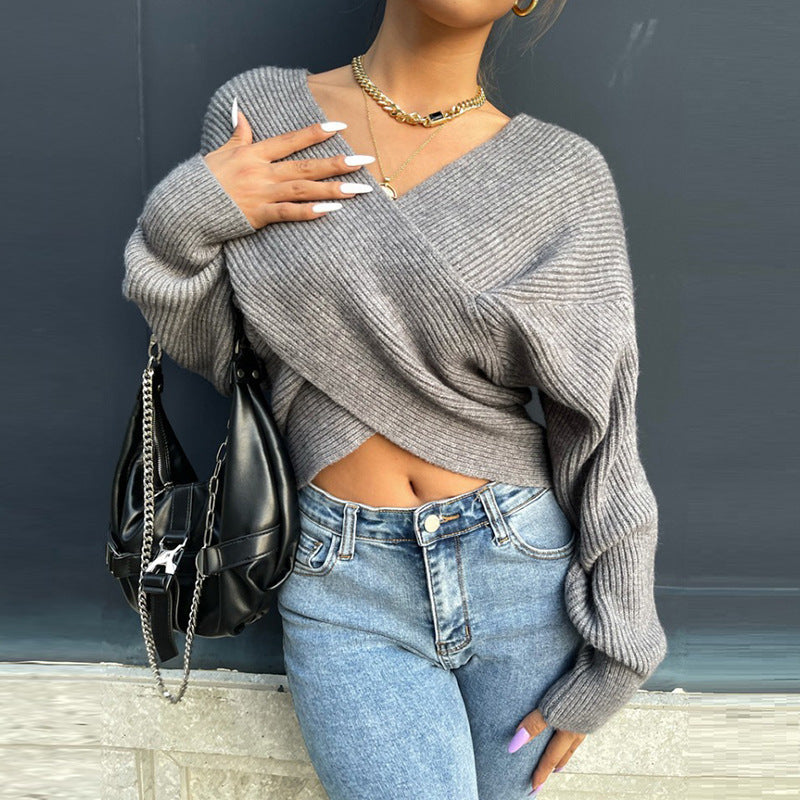 Damer cropped invecklad pullover i strukturerat material Eva Jonsson-Eva Jonsson