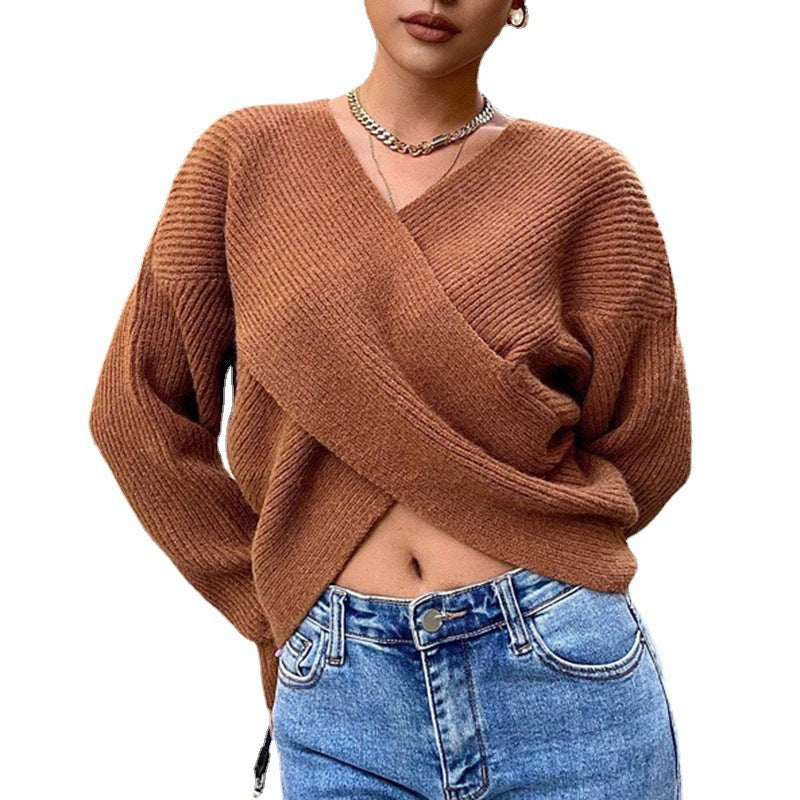 Damer cropped invecklad pullover i strukturerat material Eva Jonsson-Eva Jonsson