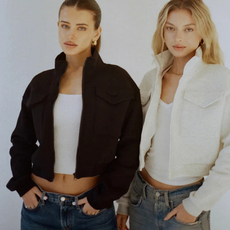 Damer cropped jacka med dragkedja och fickor Eva Jonsson-Eva Jonsson