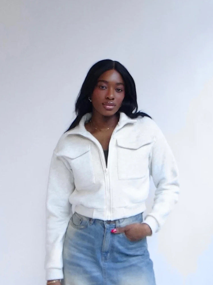 Damer cropped jacka med dragkedja och fickor Eva Jonsson-Eva Jonsson