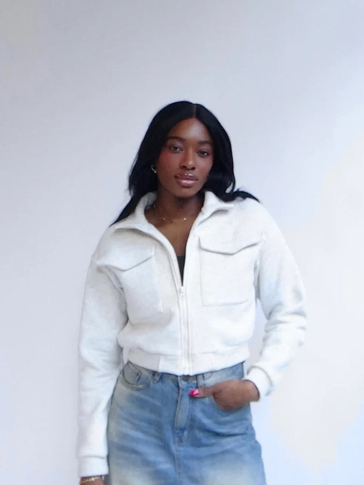 Damer cropped jacka med dragkedja och fickor Mirla-Eva Jonsson