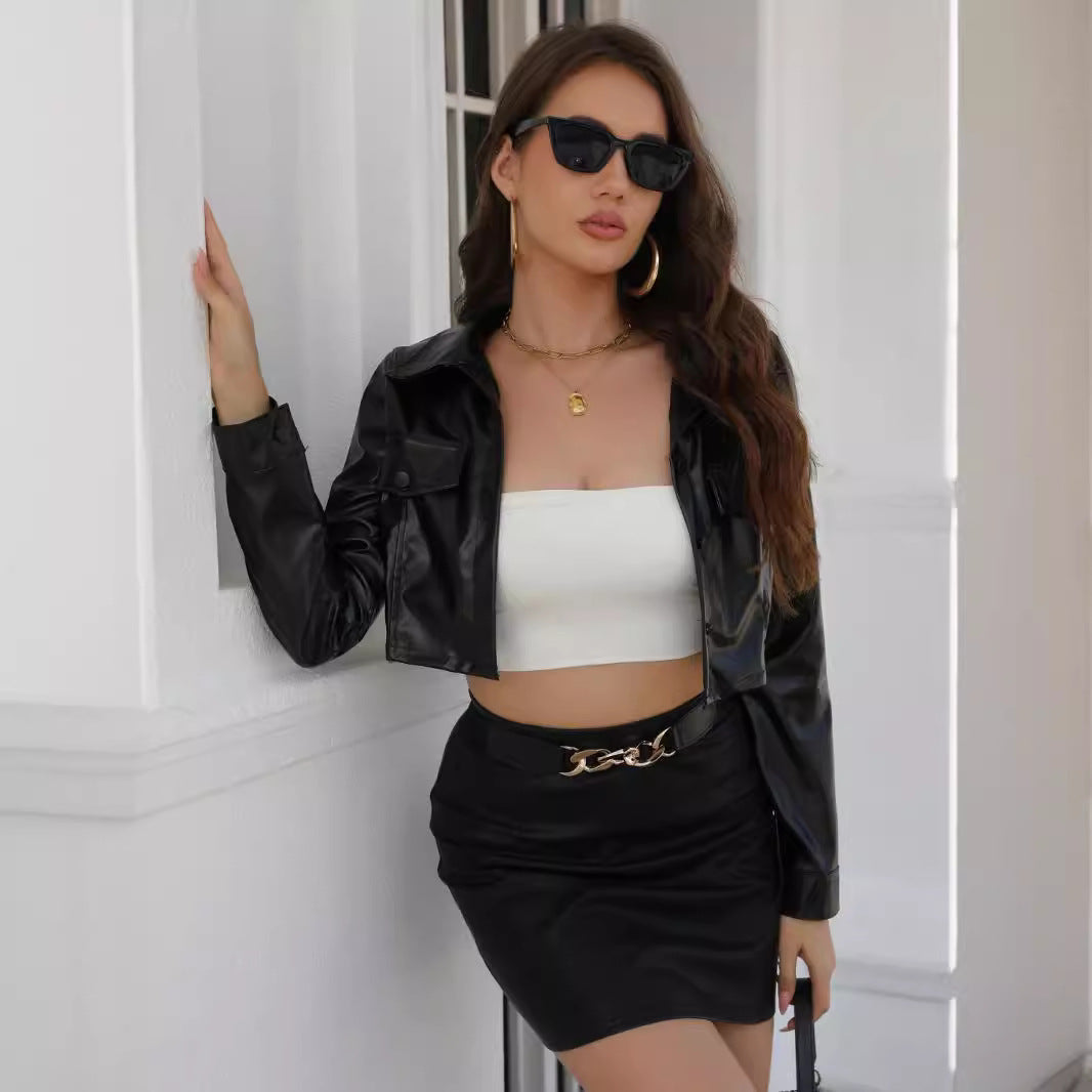 Damer cropped konstläderjacka Mirla-Eva Jonsson