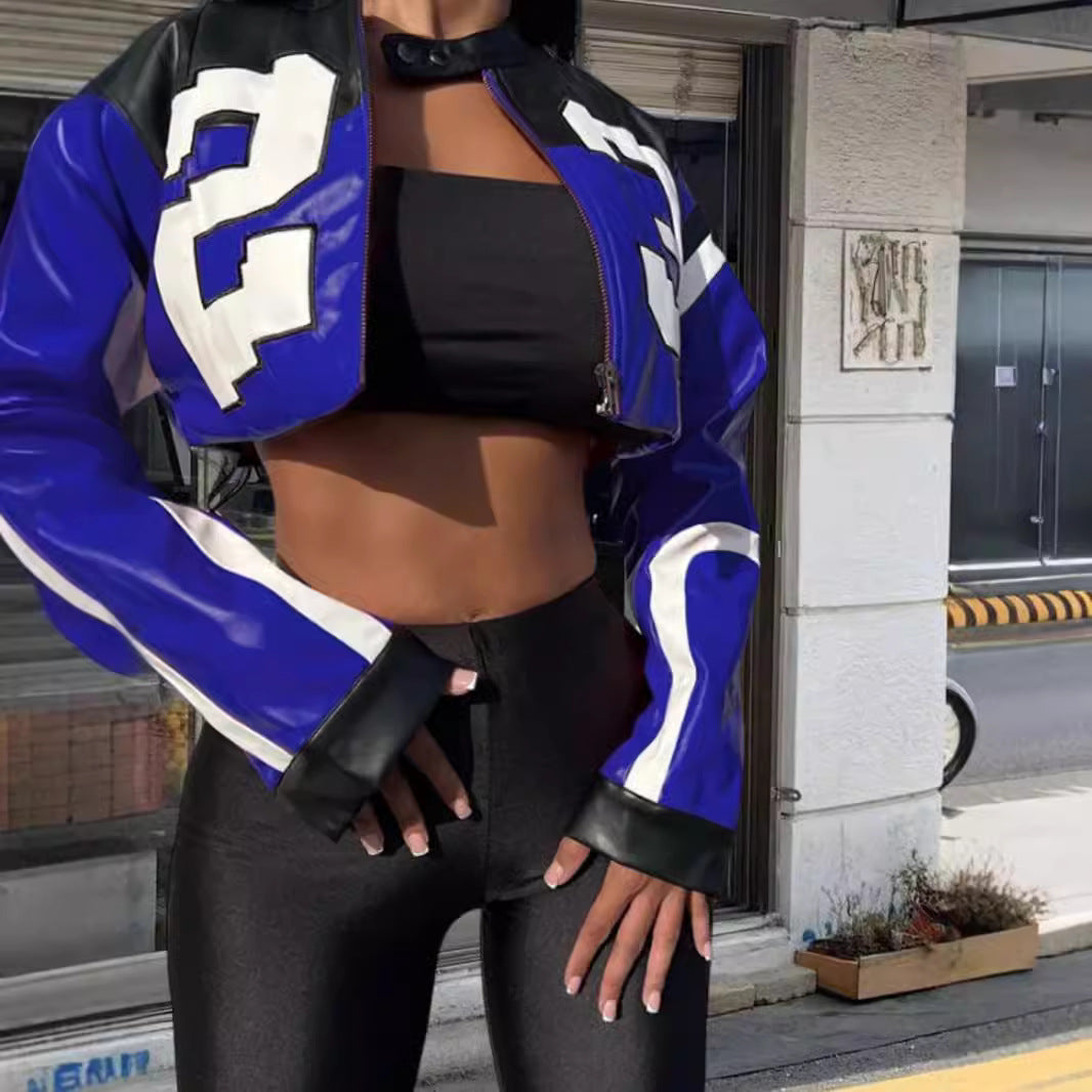 Damer cropped konstläderjacka i iögonfallande design Mirla-Eva Jonsson