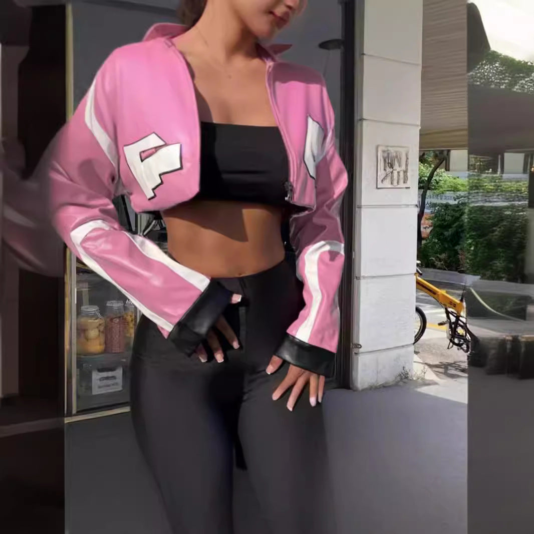 Damer cropped konstläderjacka i iögonfallande design Mirla-Eva Jonsson