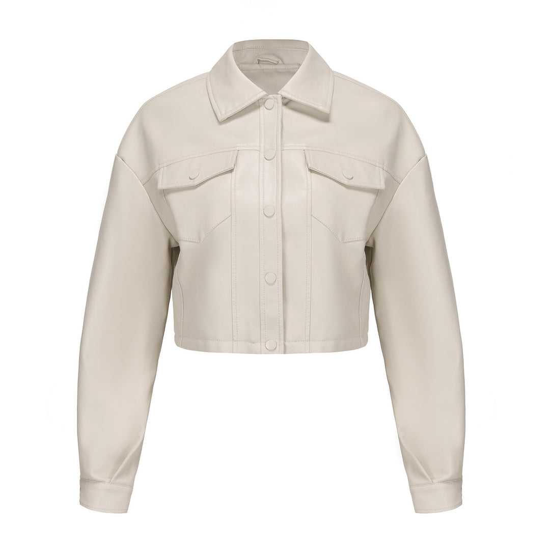 Damer cropped konstläderjacka i modern design Eva Jonsson-Eva Jonsson