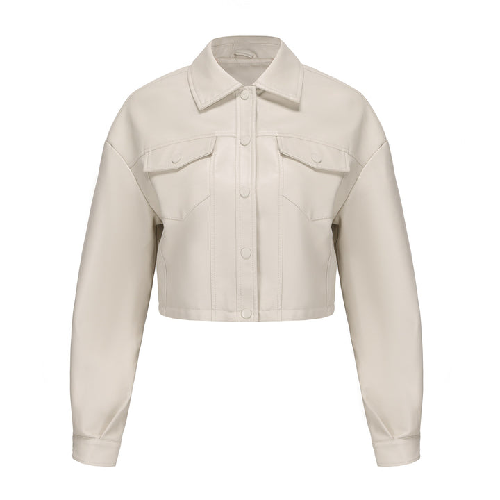 Damer cropped konstläderjacka i modern design Eva Jonsson-Eva Jonsson
