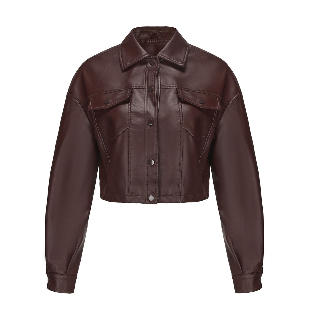 Damer cropped konstläderjacka i modern design Eva Jonsson-Eva Jonsson