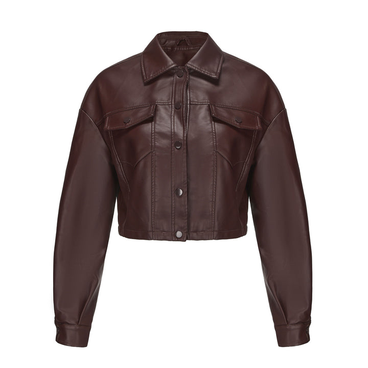 Damer cropped konstläderjacka i modern design Eva Jonsson-Eva Jonsson