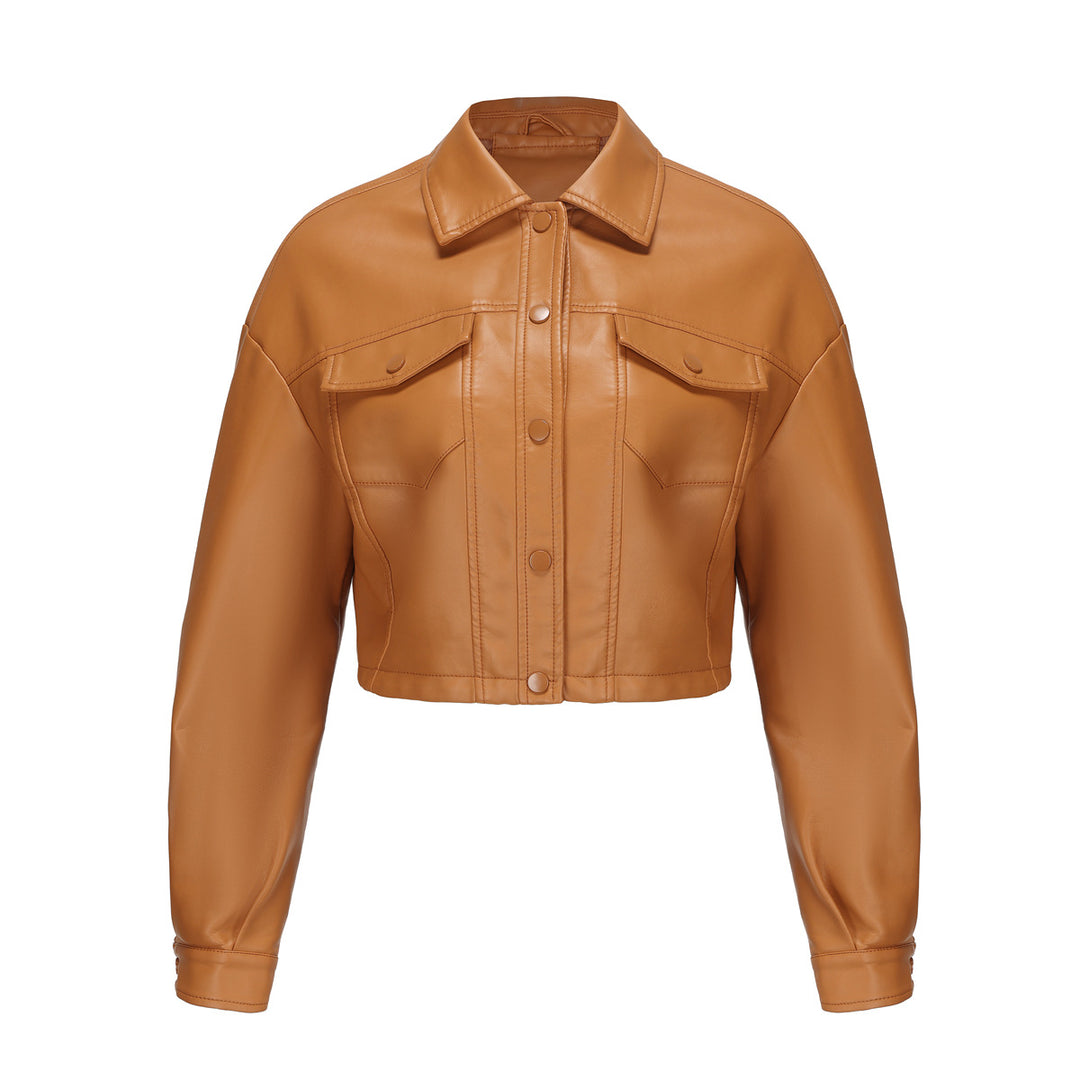 Damer cropped konstläderjacka i modern design Eva Jonsson-Eva Jonsson