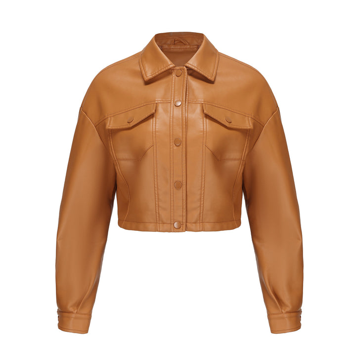 Damer cropped konstläderjacka i modern design Eva Jonsson-Eva Jonsson