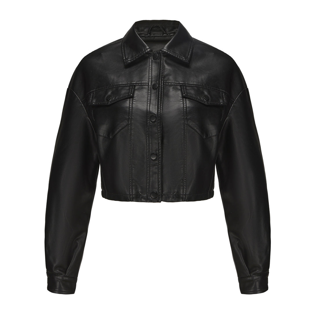 Damer cropped konstläderjacka i modern design Eva Jonsson-Eva Jonsson