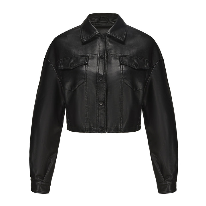 Damer cropped konstläderjacka i modern design Eva Jonsson-Eva Jonsson