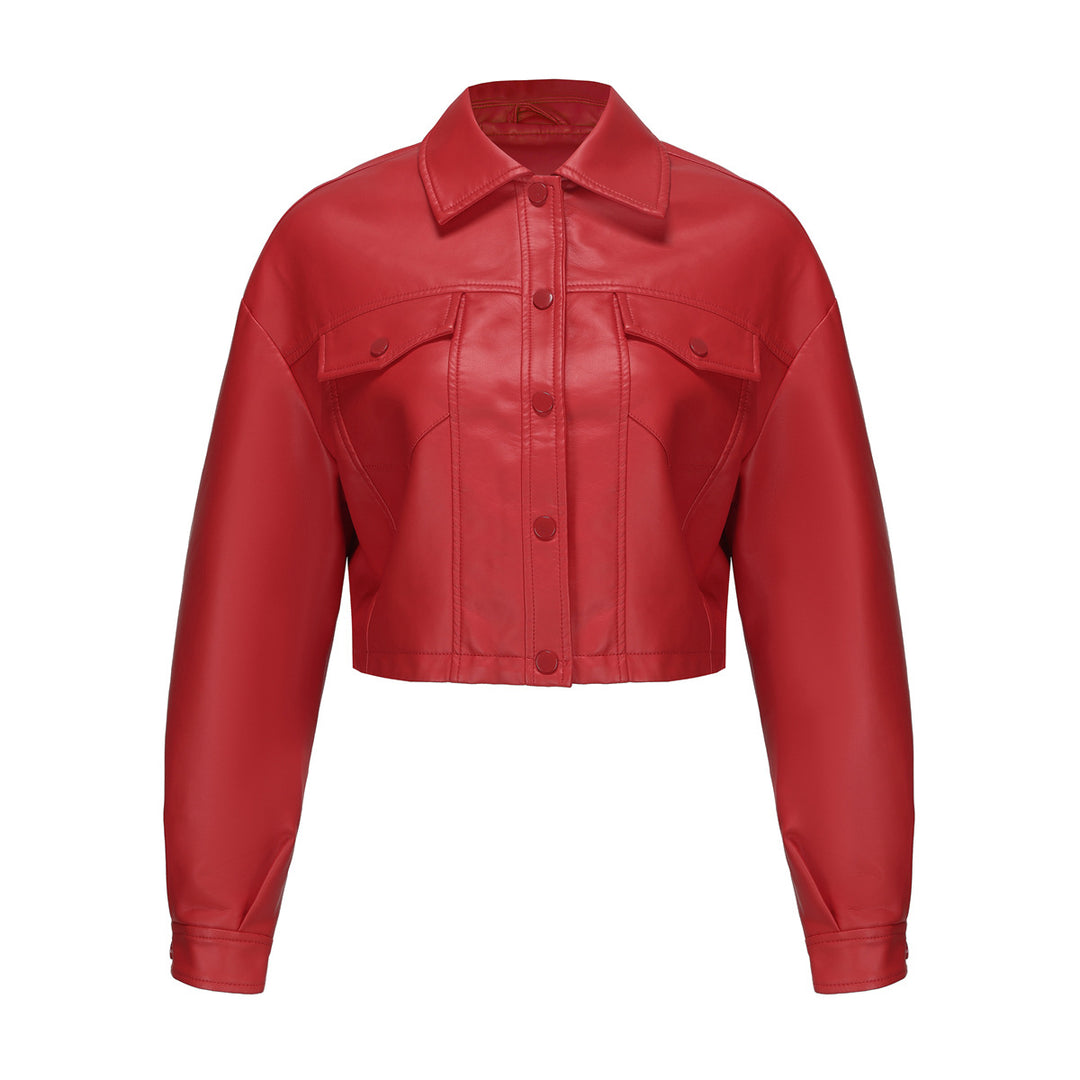 Damer cropped konstläderjacka i modern design Eva Jonsson-Eva Jonsson