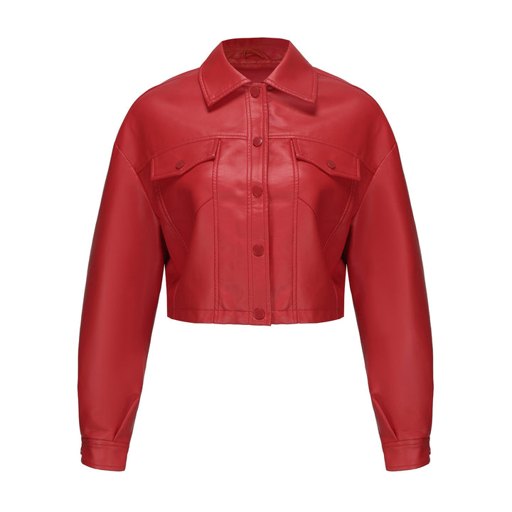 Damer cropped konstläderjacka i modern design Eva Jonsson-Eva Jonsson