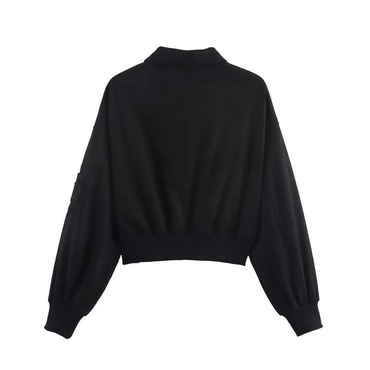 Damer cropped konstläderjacka med praktiska fickor Mirla-Eva Jonsson