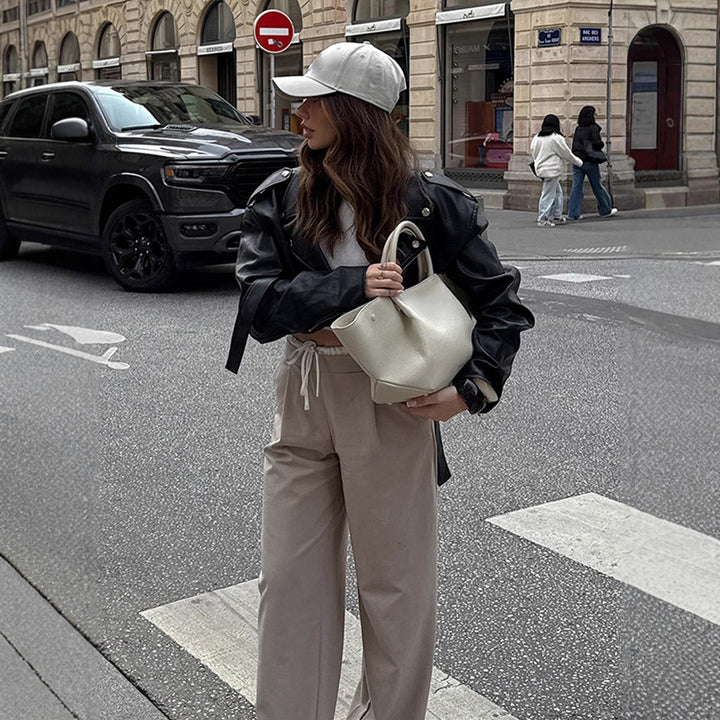Damer cropped läderjacka Mirla-Eva Jonsson