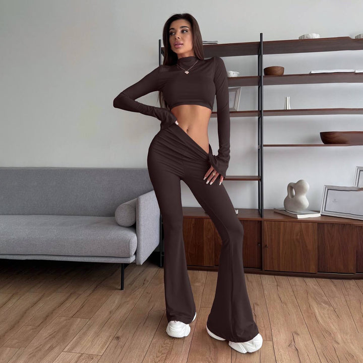 Damer cropped långärmad topp och bootcut byxa Mirla-Eva Jonsson