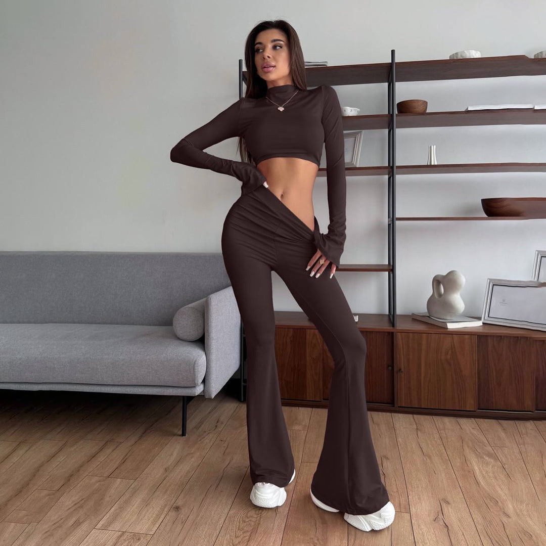Damer cropped långärmad topp och bootcut byxa Mirla-Eva Jonsson