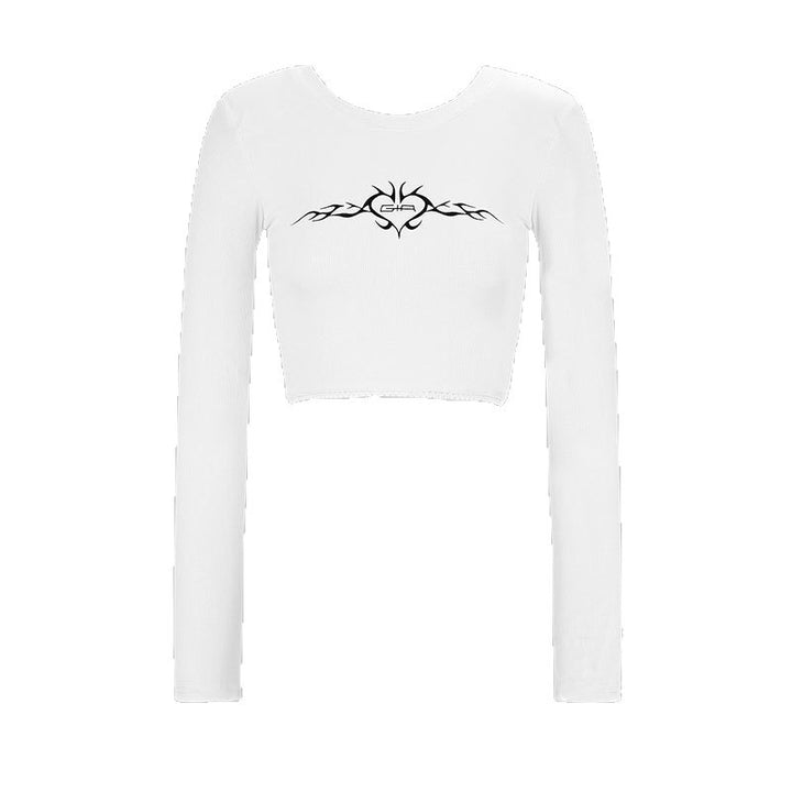 Damer cropped långärmad tröja med raffinerad grafik Mirla-Eva Jonsson