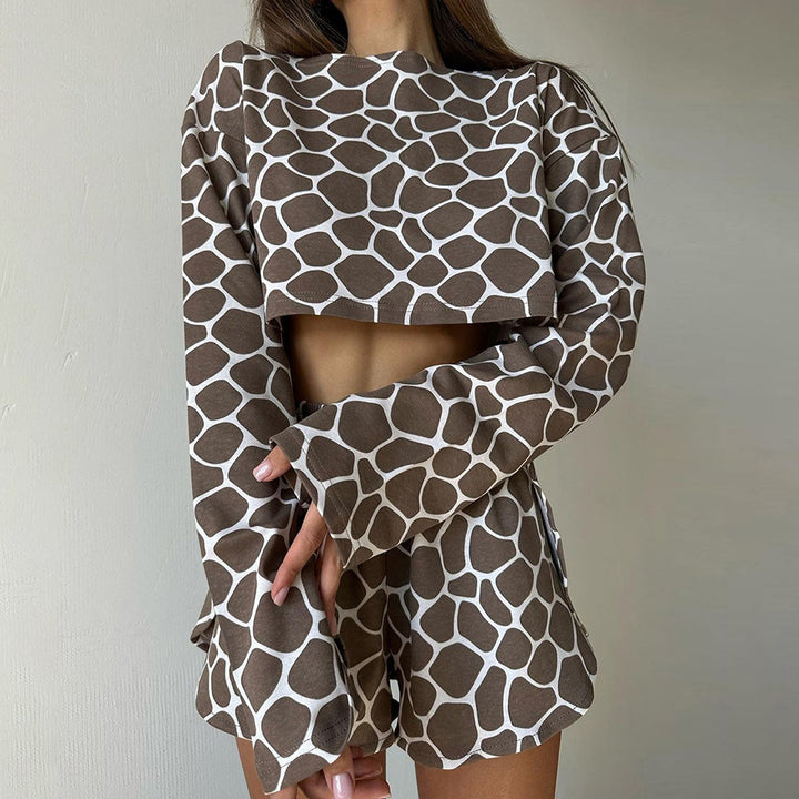 Damer cropped långärmad tröja och shorts-set Mirla-Eva Jonsson