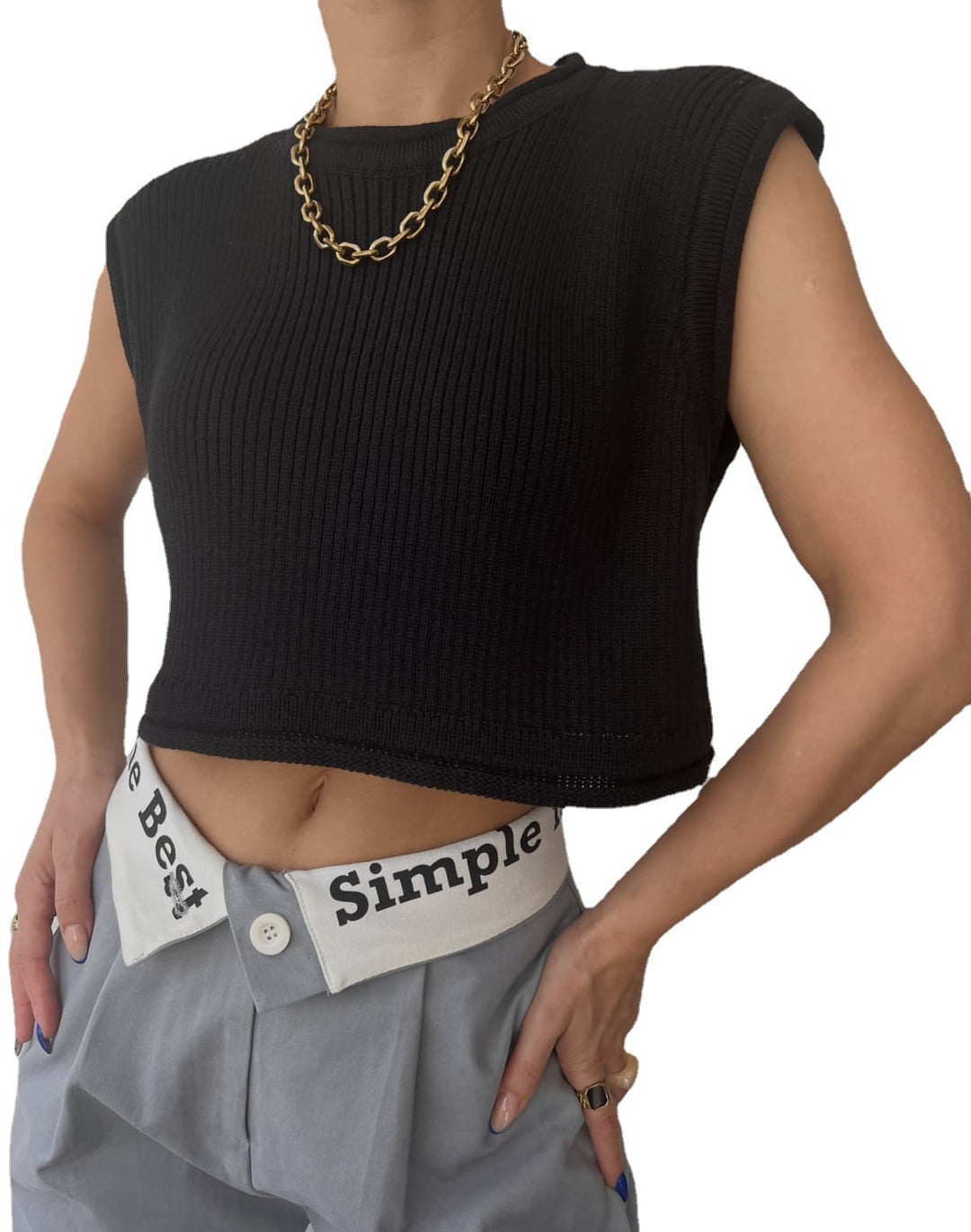 Damer cropped ribbad topp med avslappnad look Mirla-Eva Jonsson
