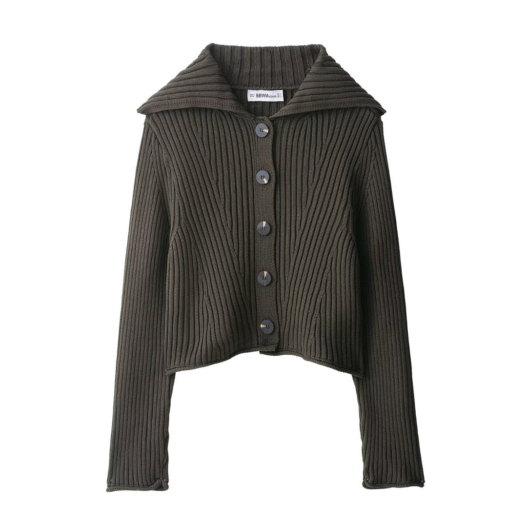 Damer cropped ribbjacka med stor krage Mirla-Eva Jonsson
