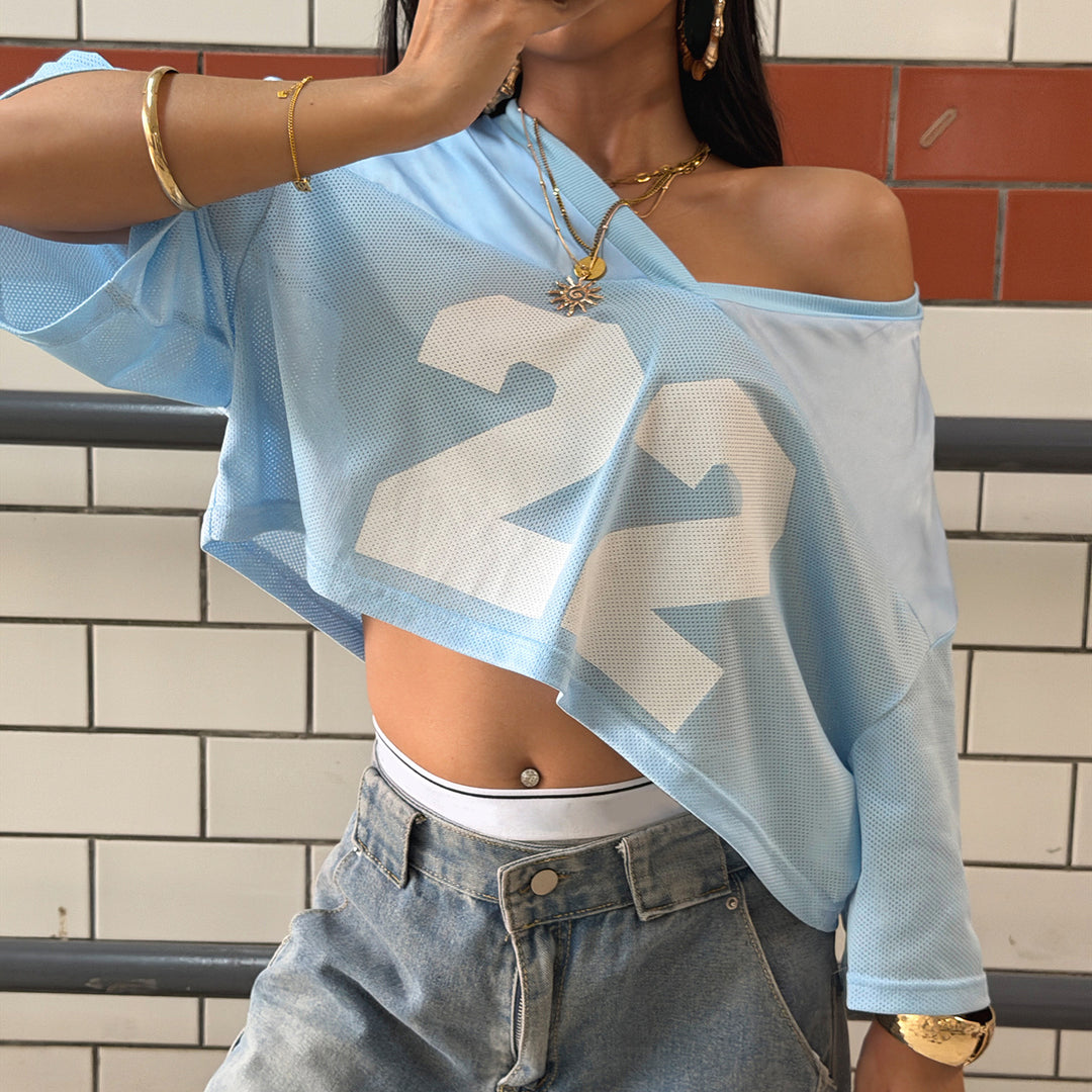 Damer cropped sporttopp i avslappnad mesh-design Mirla-Eva Jonsson