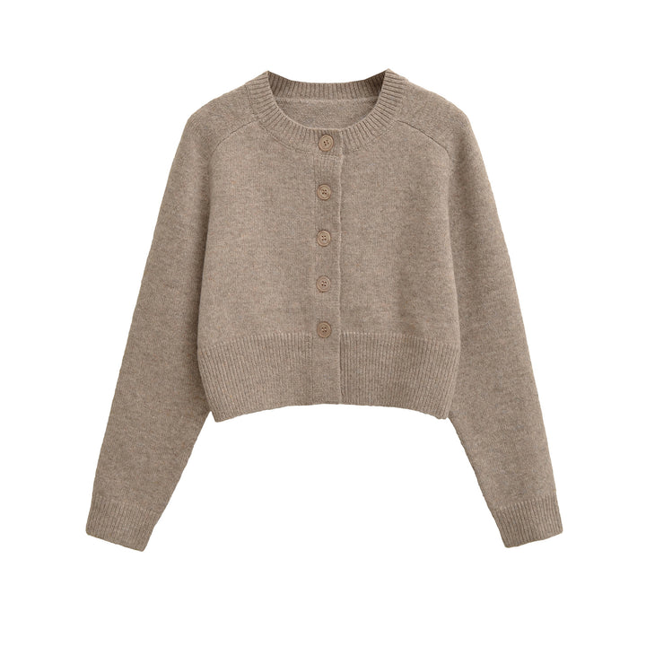 Damer cropped stickad jacka med knäppning Mirla-Eva Jonsson