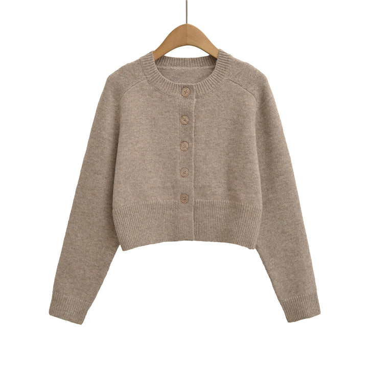 Damer cropped stickad jacka med knäppning Mirla-Eva Jonsson