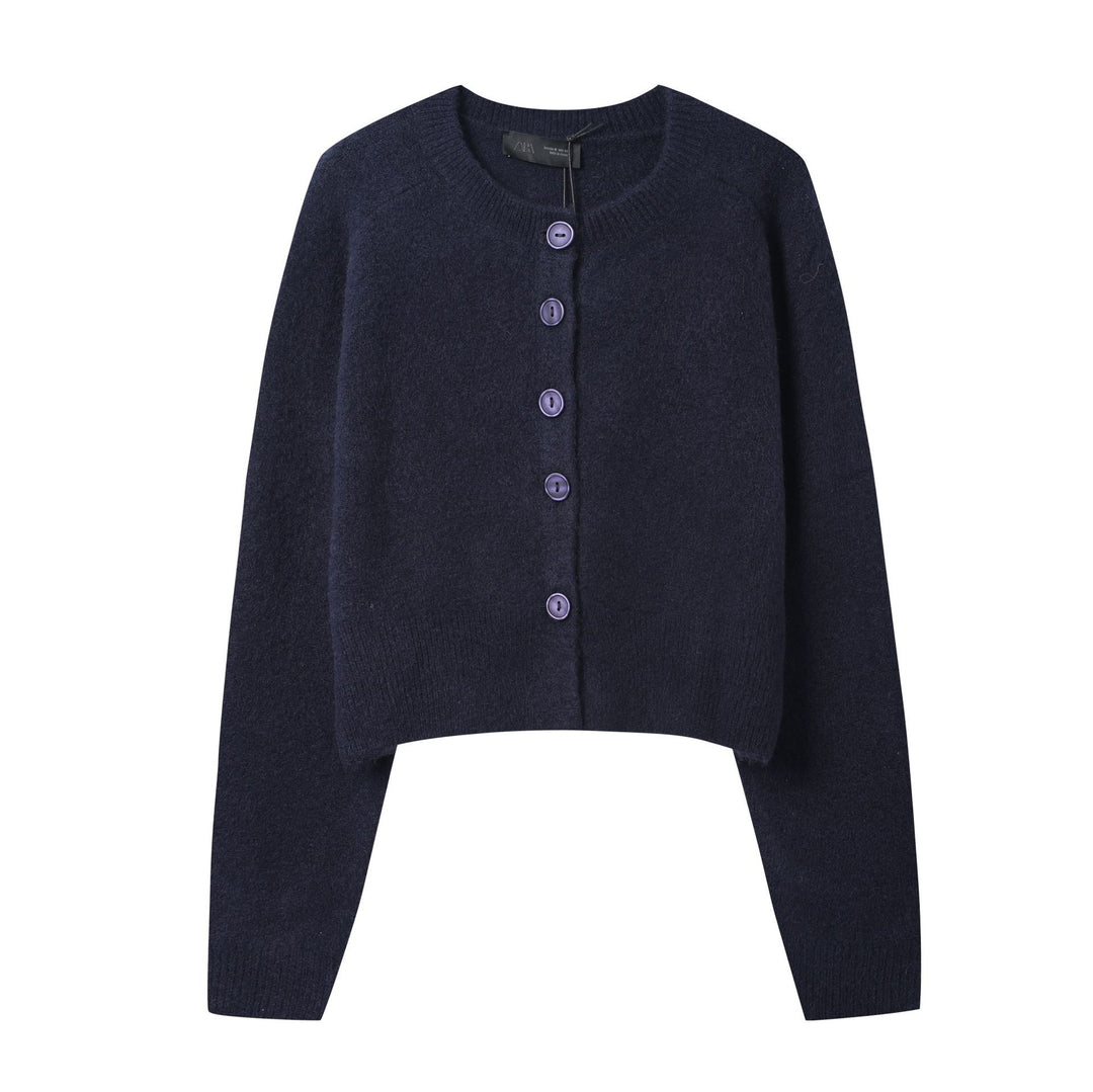 Damer cropped stickad jacka med knapppdetaljer Mirla-Eva Jonsson