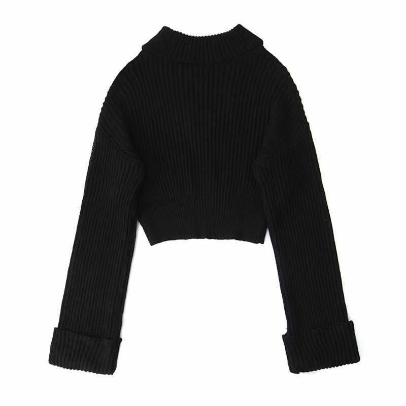 Damer cropped stickad tröja med hög krage Eva Jonsson-Eva Jonsson