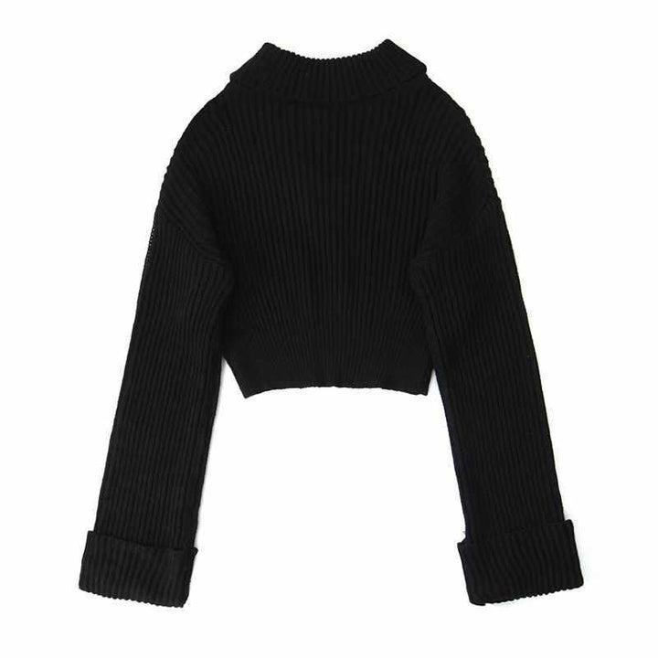 Damer cropped stickad tröja med hög krage Eva Jonsson-Eva Jonsson