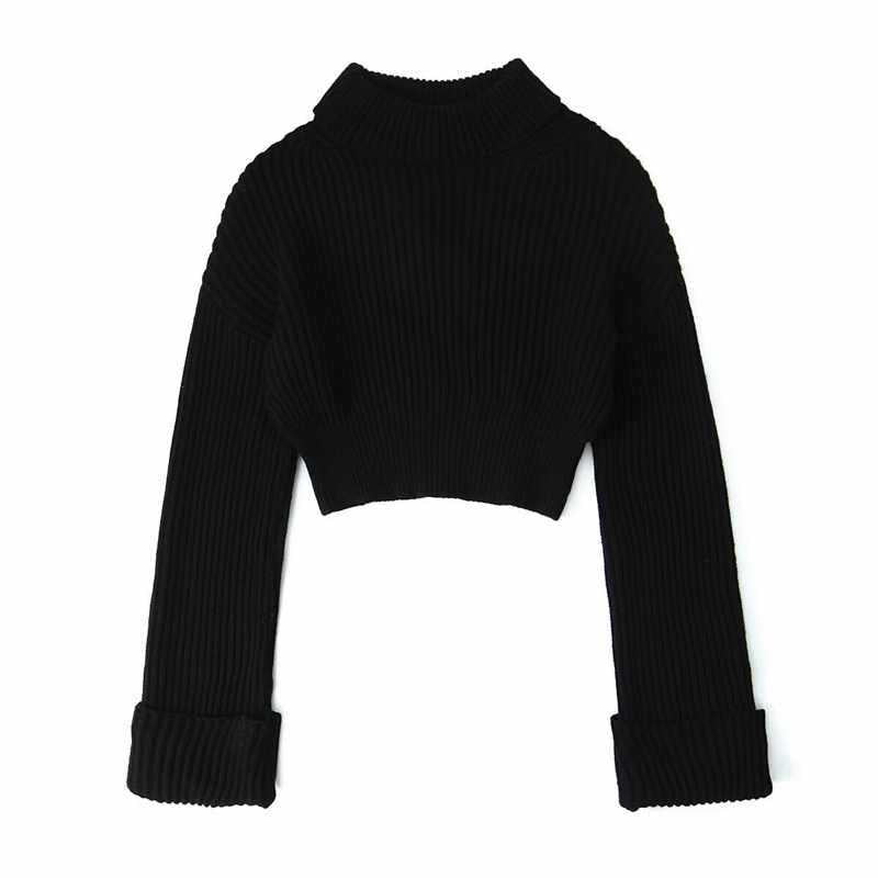 Damer cropped stickad tröja med hög krage Eva Jonsson-Eva Jonsson